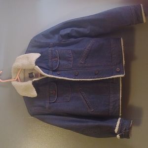 Dark Blue Denim Jean Sherpa Jacket